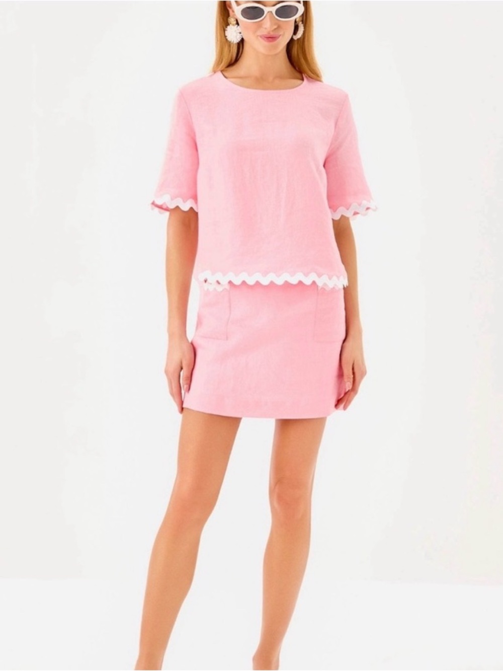 Lilly Pulitzer Pink Mini Skirt with White Rickrack